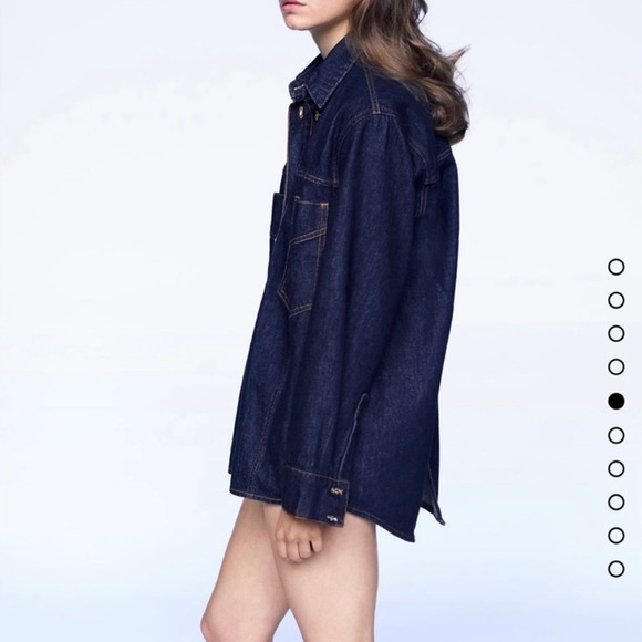 Zara Denim Overshirt Dark Indigo Wash - Picture 3 of 10